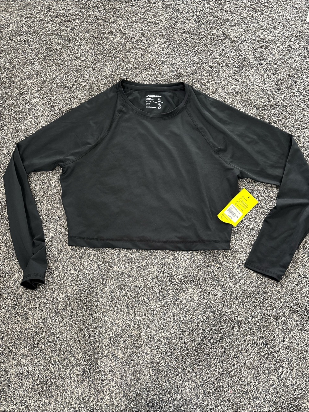 Girls X-Large Black Long-Sleeve Rash Guard Active Top
